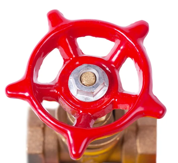 Closeup View Red Valve Isolated White — Stock Photo, Image