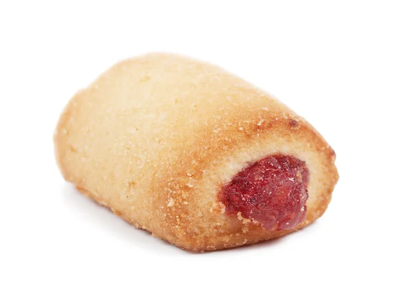 Pasta Üzerinde Beyaz Izole Kırmızı Reçel Ile Makro Görünümü — Stok fotoğraf