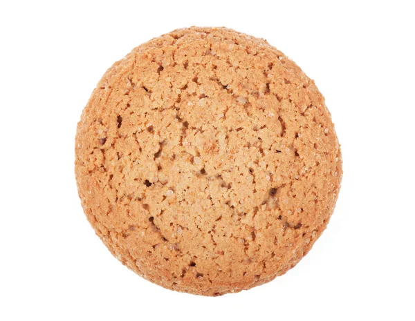 Closeup Άποψη Του Γύρου Βρώμης Cookie Σχετικά Λευκό Φόντο — Φωτογραφία Αρχείου
