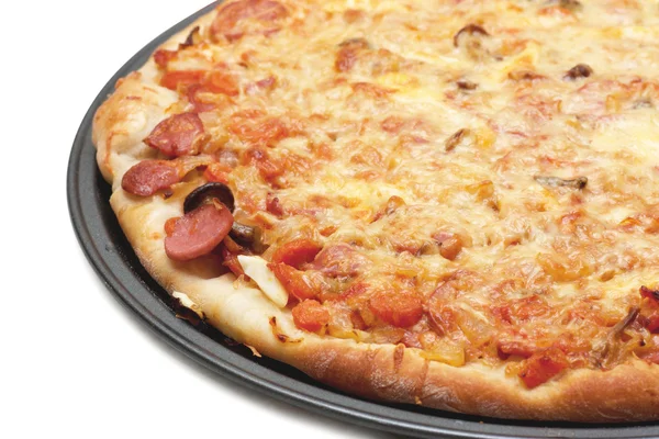 Горячая Свежая Пицца Подносе Изолированы — стоковое фото