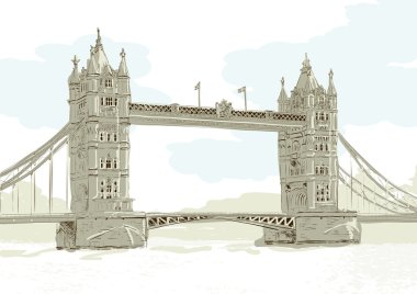 Hand drawn vector illustration of Tower Bridge, London. clipart