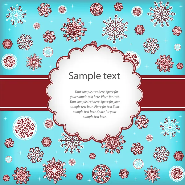 Template Design Congratulatory Christmas New Year Card Snowflakes Space Text — Stock Vector