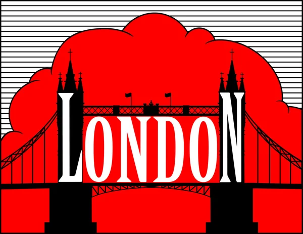 Londen Tower Bridge Rood Zwart Vector — Stok Vektör