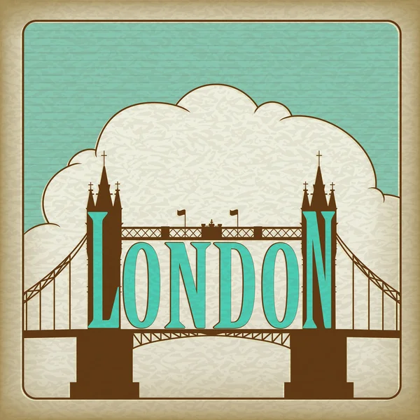 Λονδίνο ορόσημα, γέφυρα του πύργου. παλιά χαρτόνι. — Διανυσματικό Αρχείο