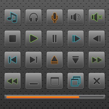 Player web düğmeleri ve müzik kontrolleri simgeler, ayarla.