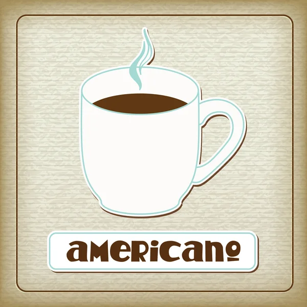 A cup of hot americano in the old cardboard. — Stock Vector