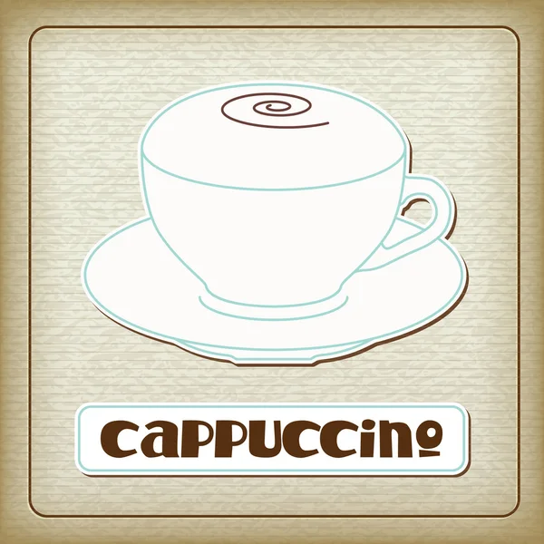 A cup of hot cappuccino in the old cardboard. — Stock Vector