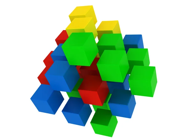 Puzzle cube explosion — Stock Photo, Image