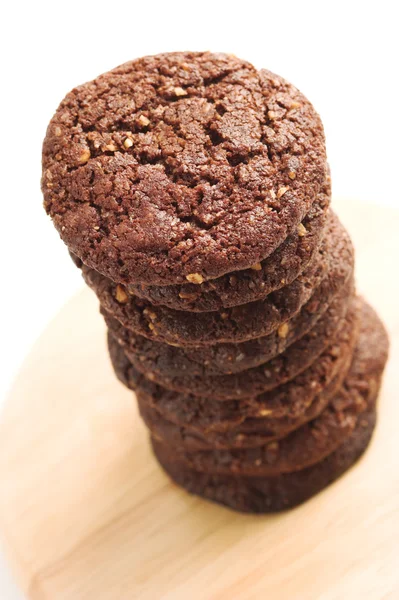 Donkere chocolade koekjes stapelen — Stockfoto
