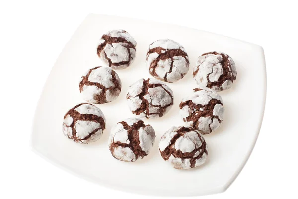 Crinkles de chocolate em um prato — Fotografia de Stock
