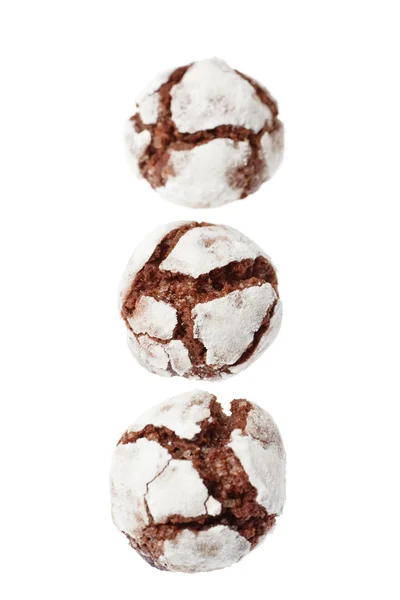 Chocolate crinkles in a row — Stock Photo, Image