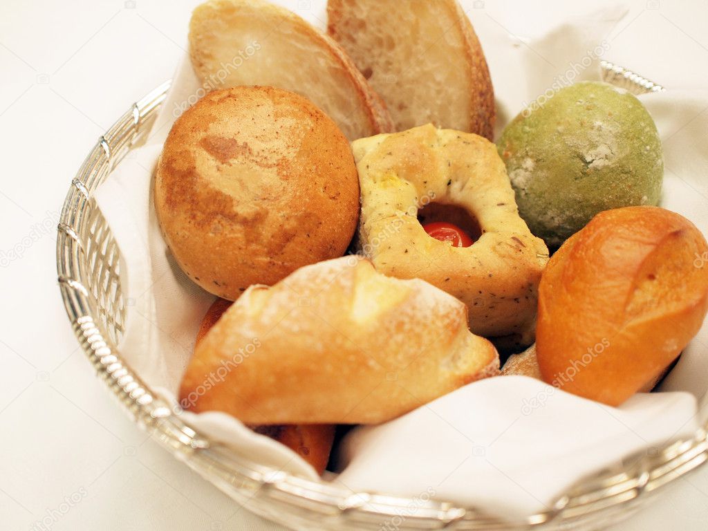 Assorted bread in basket