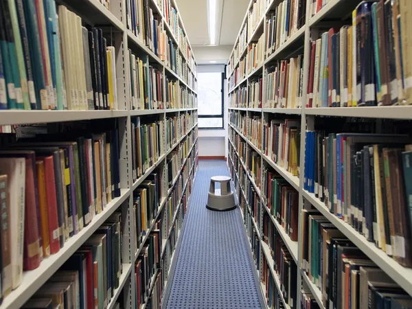 Estantes Com Livros Biblioteca Universitária — Fotografia de Stock