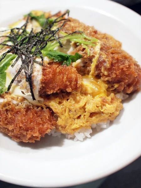 Japanisches Schnitzel Vom Schwein Tonkatsu Mit Auf Reis — Stockfoto