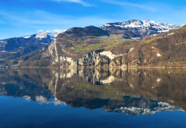 Suíça Lago Walensee Gallen Tomado Com Canon Sigma 50Mm Lens — Fotografia de Stock