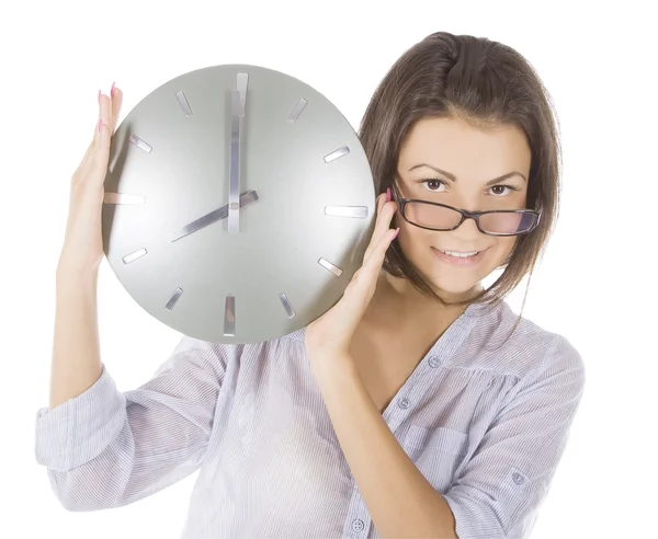 Imagen de mujer con reloj grande —  Fotos de Stock