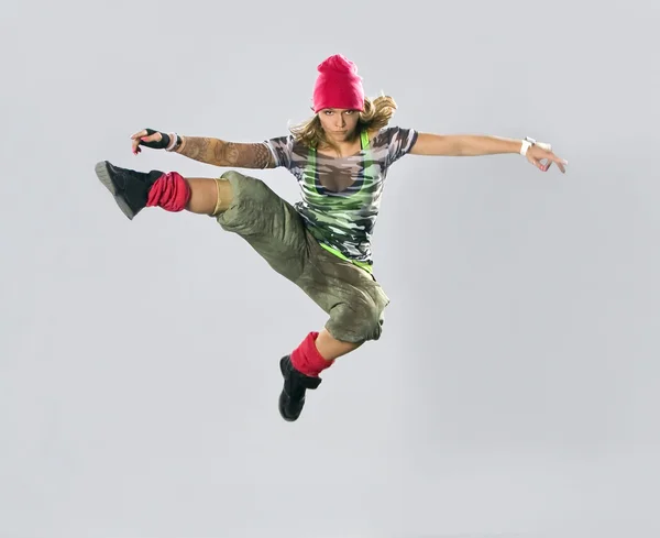 Menina Adolescente Dançando Breakdance Ação — Fotografia de Stock