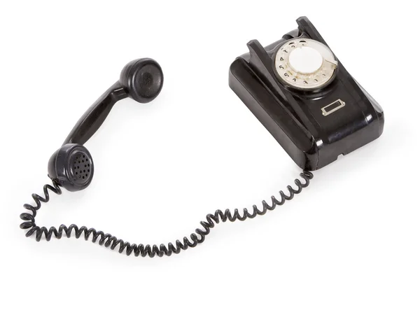 白で分離された昔の黒電話 — ストック写真