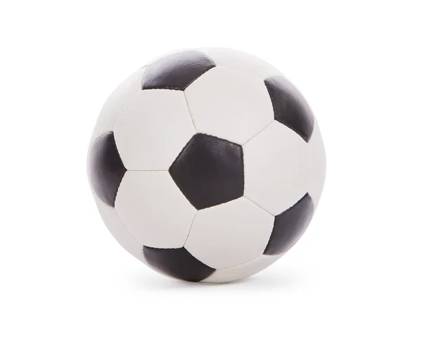 白で隔離された革サッカーボール — ストック写真