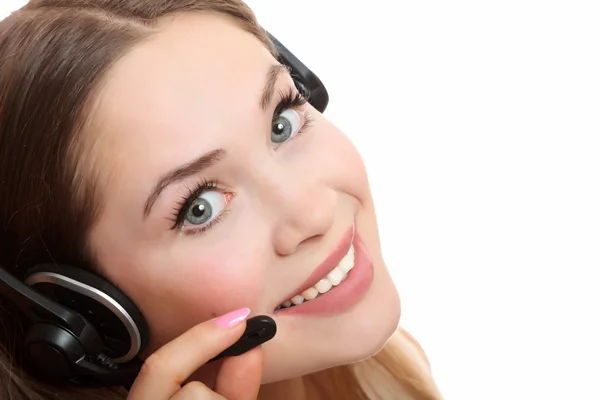 Hübsche kaukasische Frau mit Headset — Stockfoto