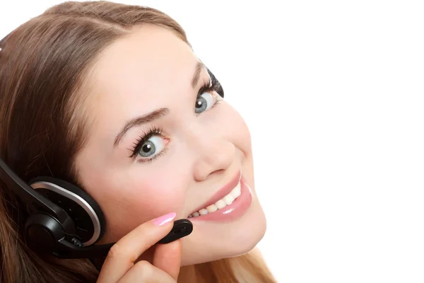Pretty caucasian woman with headset Royalty Free Stock Photos