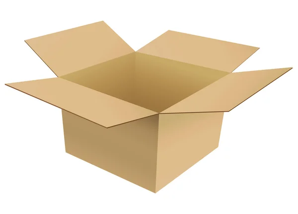 Απομονωμένες άδειο και ανοιγμένο κουτί από χαρτόνι — Διανυσματικό Αρχείο