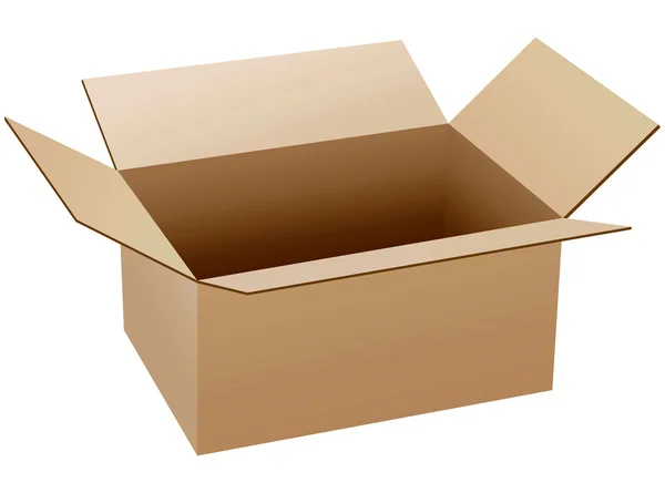 Caja de cartón vacía y abierta aislada — Vector de stock