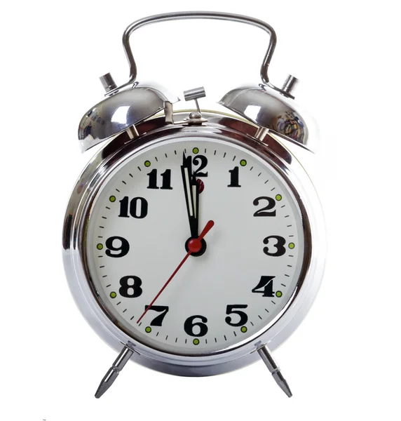 Relógio de alarme de metal clássico isolado . — Fotografia de Stock