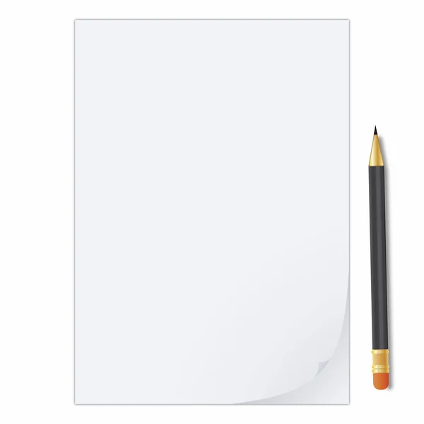 Illustration d'un bloc-notes en écorce frisée avec crayon — Image vectorielle