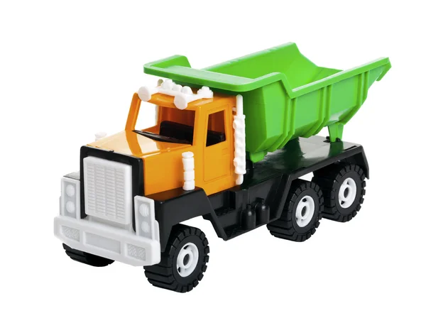Kolorowe Zabawki Ciężarówki Białym Tle — Zdjęcie stockowe
