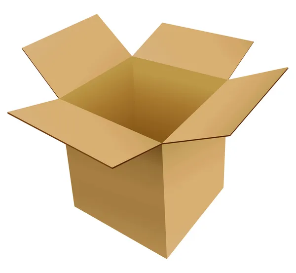 Boîte Isolée Carton Vide Ouverte — Image vectorielle