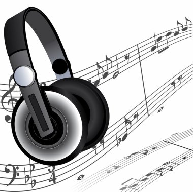 Headphones and notes clipart