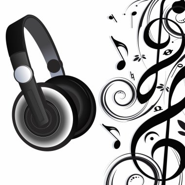 Headphones and notes clipart