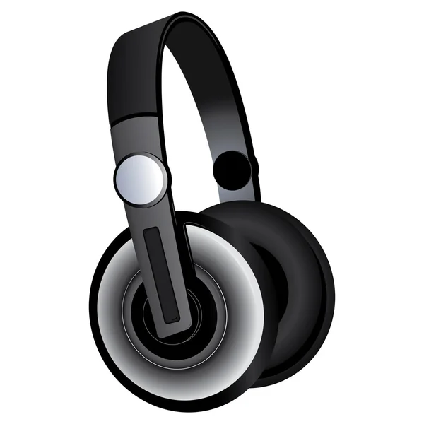 Μαύρα ακουστικά απομονωμένα σε λευκό φόντο — Διανυσματικό Αρχείο