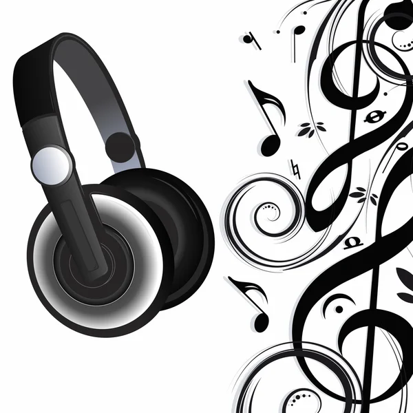 stock vector Headphones and notes
