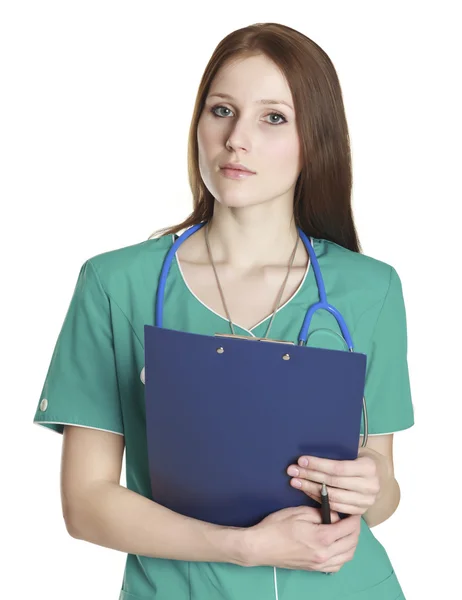 Female Doctor White Background — Stock Photo, Image