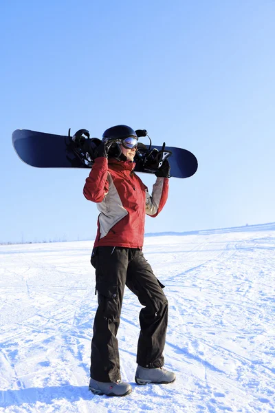 Snowboarder Για Snowhill — Φωτογραφία Αρχείου