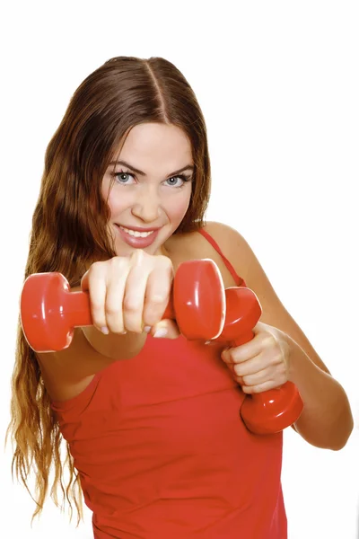 Usměvavá mladá žena cvičit — Stock fotografie