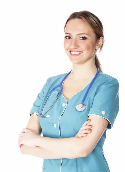Lächelnde Ärztin mit Stethoskop — Stockfoto