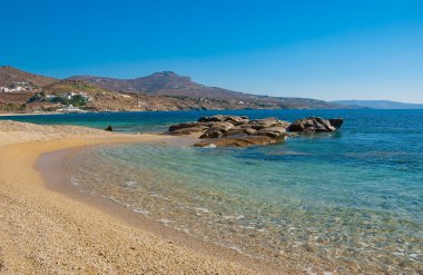 Kalafatis Bay beach on the island of Mykonos. Greece. clipart