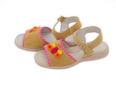 Beautiful children's leather sandals. Isolated. clipart