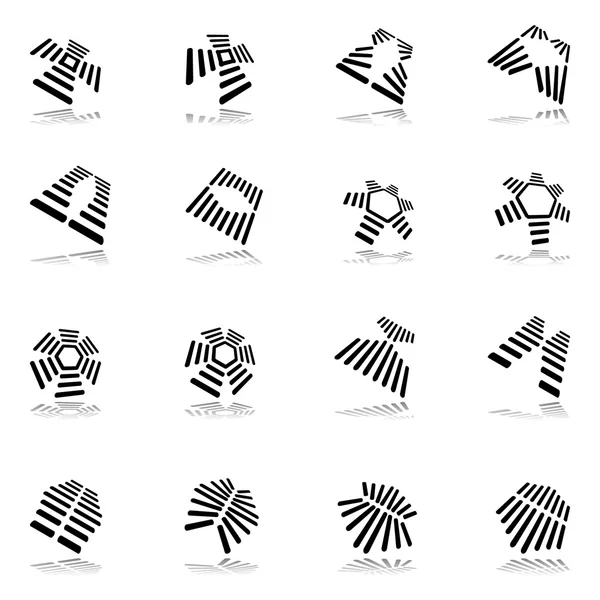 Ensemble d'éléments de conception. 16 icônes graphiques abstraites . — Image vectorielle