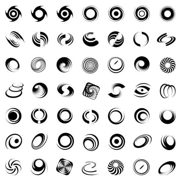 Movimento a spirale e rotazione. 49 elementi di design . — Vettoriale Stock