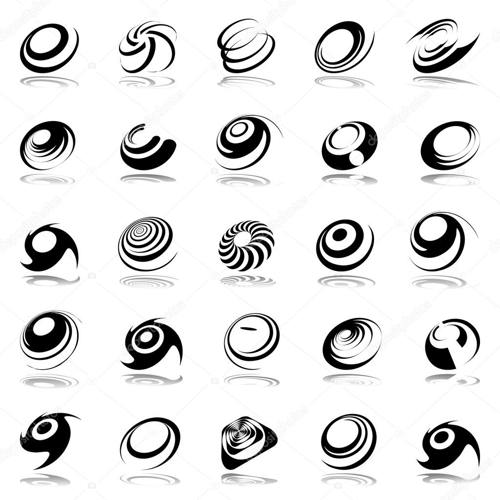 Two circles in a spiral. Art lines illustration as logo or tattoo, icon.  Stock Vector