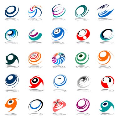 Spiral movement and rotation. Design elements set. clipart