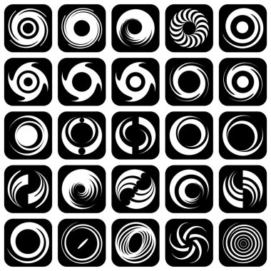 Spiral movement and rotation. Design elements set. clipart