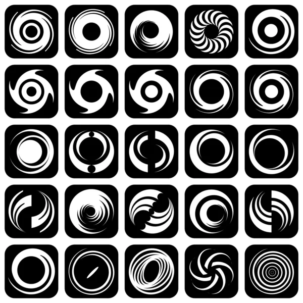 Mouvement en spirale et rotation. Ensemble d'éléments de conception . — Image vectorielle