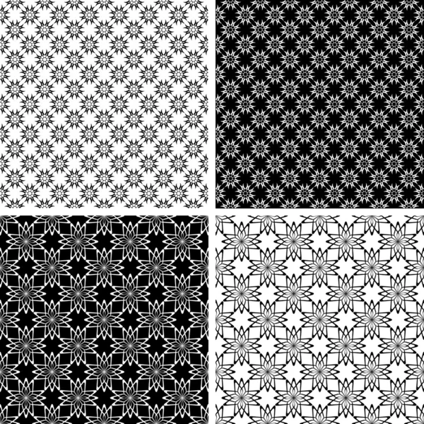 Conjunto de patrones florales sin costuras . — Vector de stock