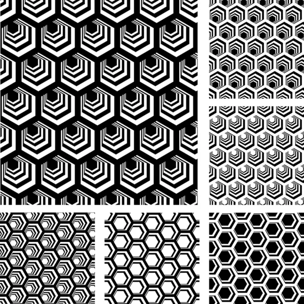 Seamless geometric patterns set. — Stock Vector