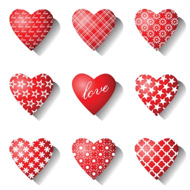 Heart icons set for valentine cards. clipart